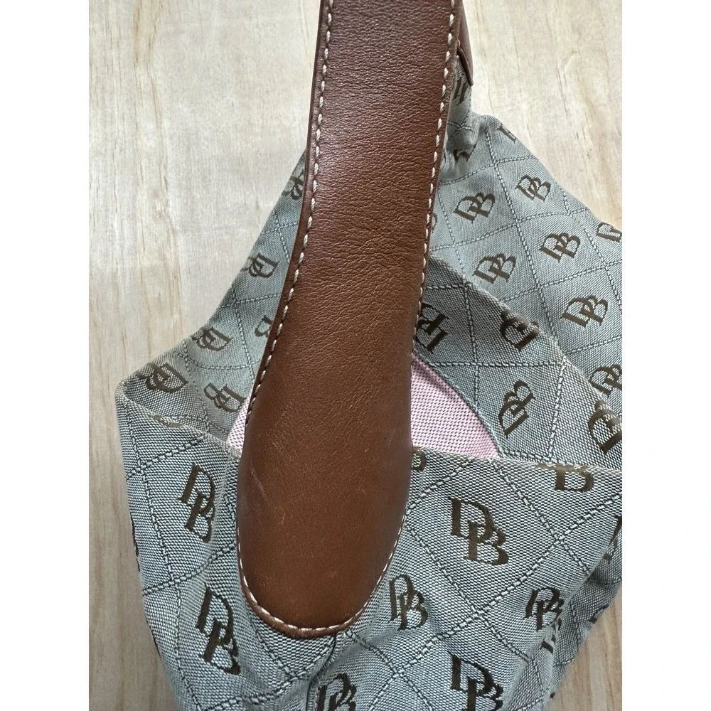Dooney&Bourke Brown Canvas Monogram Logo Leather‎ Accent bag *flaws* Clean